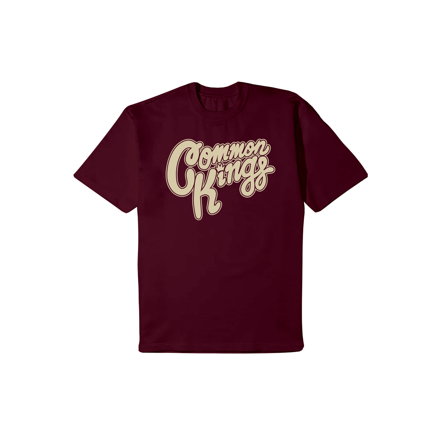 Cream Logo Tee - Maroon