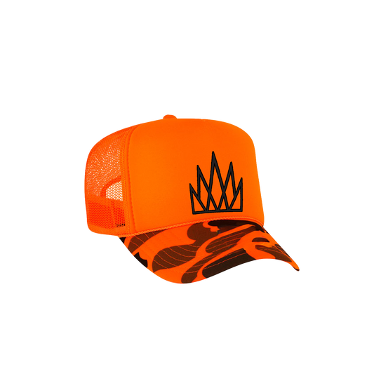 Crown Trucker Hat - Camo Creamsicle