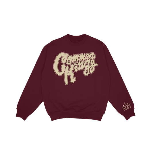 Cream Logo Sweatshirt - Maroon